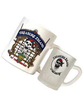 Treasure Island Las Vegas Casino 2 Vtg Coffee Mug Shot Glass Lot Pirate Mirage